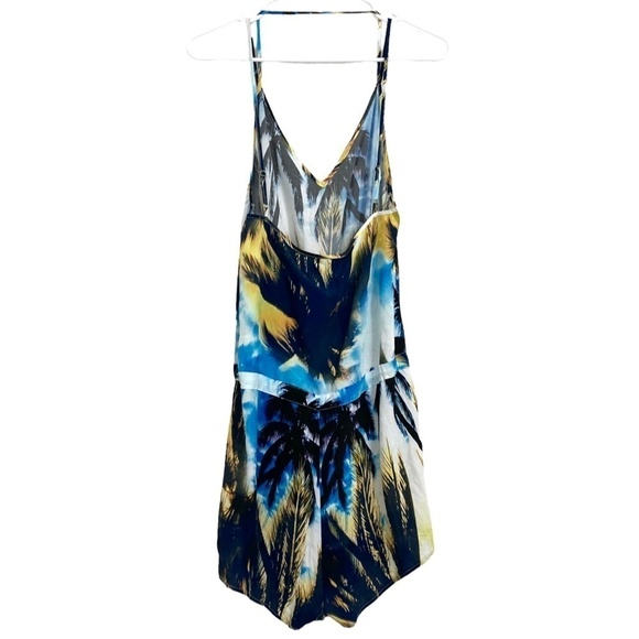 SUBOO Palm Print Open Back V-Neck Tropical Boho Playsuit Romper - Picture 9 of 13